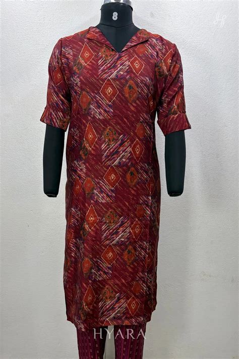 Janu Rust Maroon Co-ord Set in Viscose Rayon – HYARA