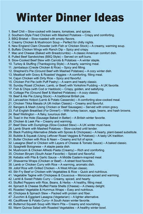 Winter Dinner Ideas | Frugal meal planning, Meal planning menus, Winter ...