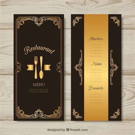 Golden menu template with vintage frame | Free Vector
