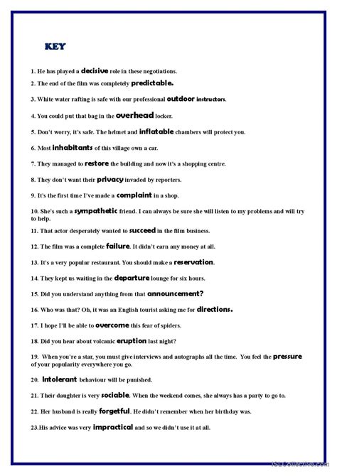 Word Form Exercise .Pdf 的图像结果