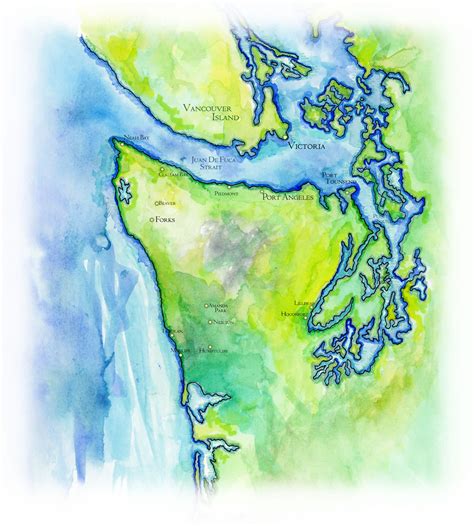 Olympic Peninsula Map | Handpainted Map of Washington's Olympic Peninsula