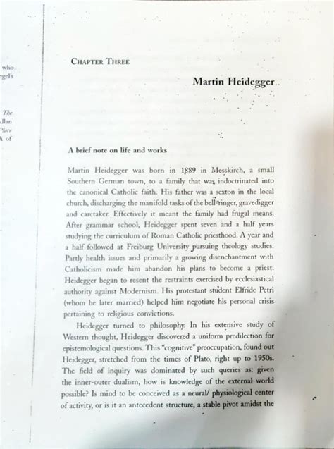 Martin Heidegger - Summary Continental Philosophy - CHAPTER THREE ...