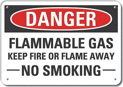 Plastic, Mounting Holes Sign Mounting, Plastic Flammable Gas Danger ...