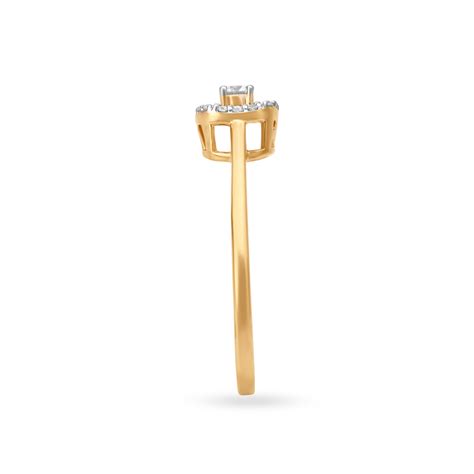 Timeless 18 Karat Yellow Gold And Diamond Geometric Design Finger Ring