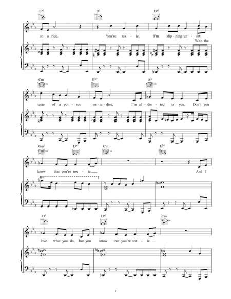 Toxic By Britney Spears - Digital Sheet Music For Piano/Vocal/Guitar ...