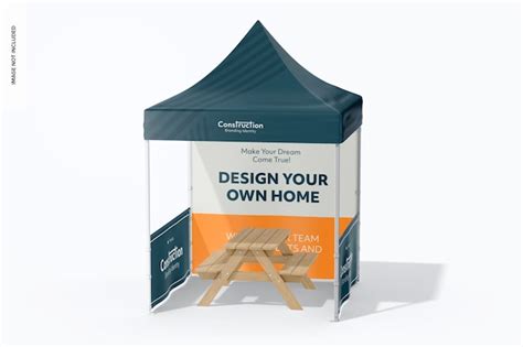 Maquette de tente de publicité de construction Vue en plongée | PSD Premium