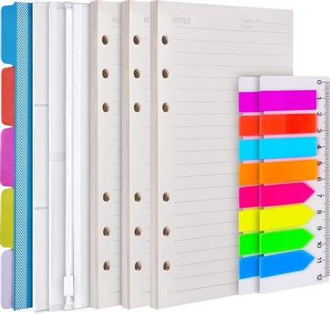 Buy A6 Refill Paper, 3 Pack 6 Ring Planner Binder refillable, 5pcs ...