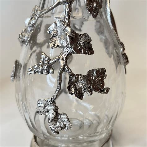 Pair Antique Italian Silvered Glass Wine Decanters For Sale at 1stDibs