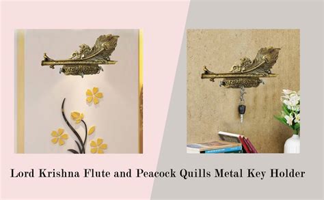Trendy Crafts Lord Krishna Flute and Peacock Quills Metal Key Holder ...