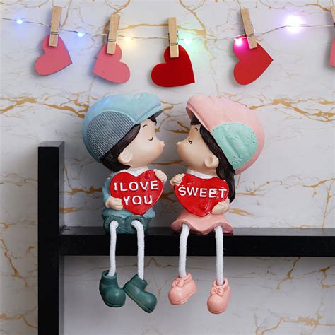 Colorful Girl & Boy Kissing Figurine- eCraftIndia Online