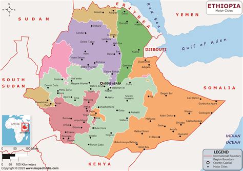 Ethiopia Major Cities Map | List of Major Cities in Different States of ...