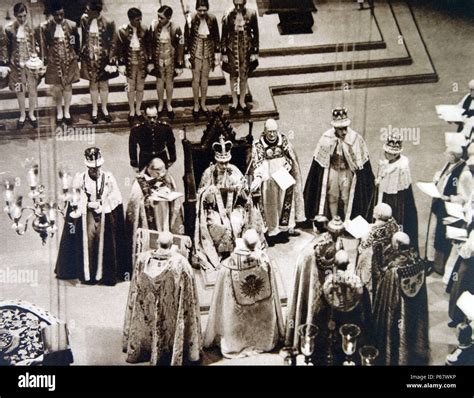 Coronation of British King George VI in Westminster Abbey. George VI ...