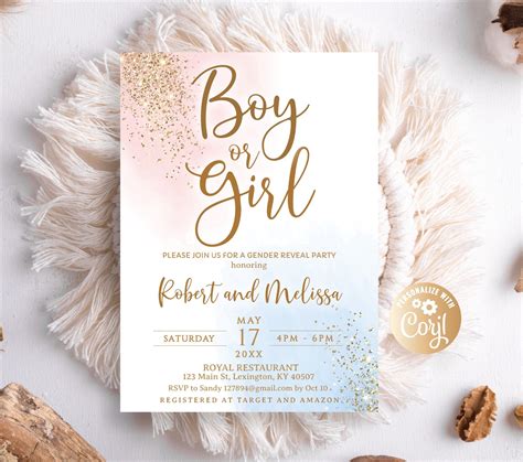 Gender reveal invitations – Artofit