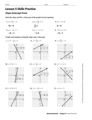 Fillable Online State the slope and the y-intercept of the graph of ...