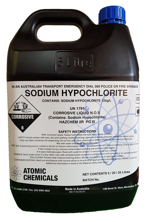 What Is The Sodium Hypochlorite Concentration In Clorox