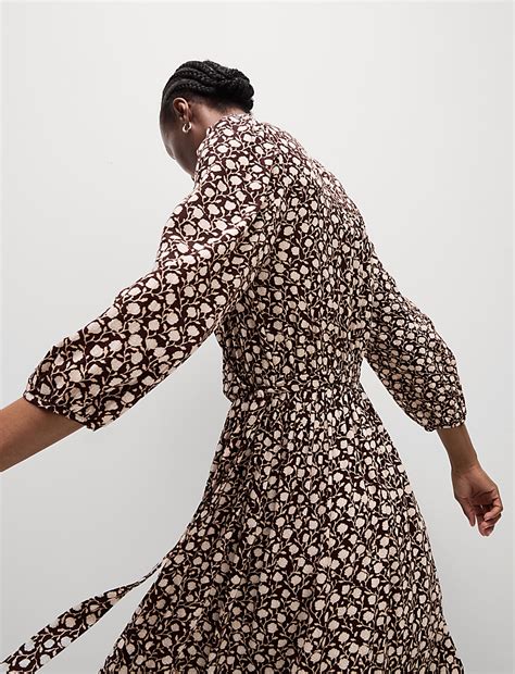 Buy Printed V-Neck Knee Length Wrap Dress at Marks & Spencer