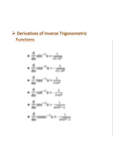 SOLUTION: Derivatives of inverse trigonometric functions - Studypool
