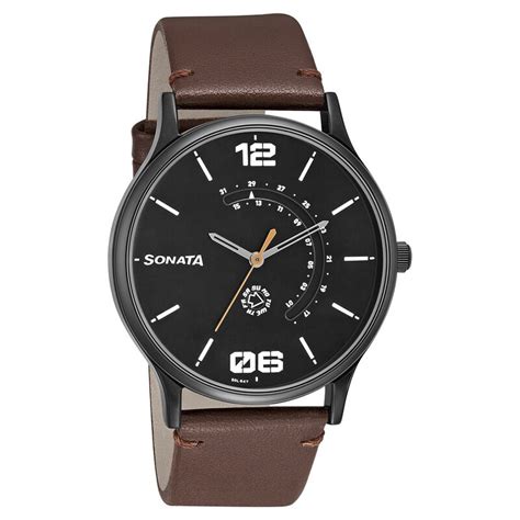 Buy Online Sonata RPM Quartz Analog with Day and Date Brown Dial ...