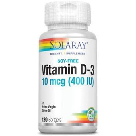 Solaray Vitamin D 400 IU 120 Softgels Bone Health Support