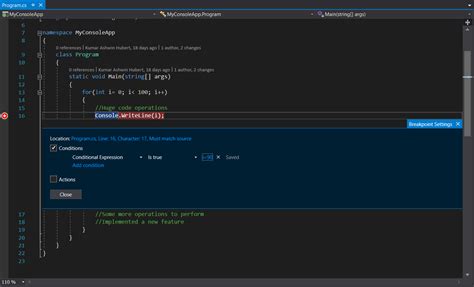 Image result for Conditional Breakpoint Visual Studio