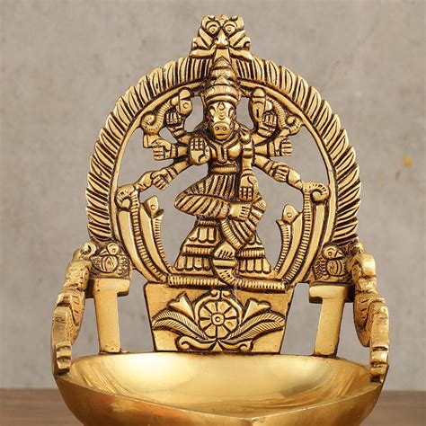 Superfine Brass Varahi Vilakku Oil Lamp Diya 7 inch – Budhshiv.com