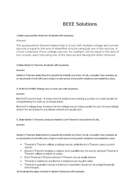BEEE Question Bank Solutions - BEEE Solutions 1 superposition theorem ...