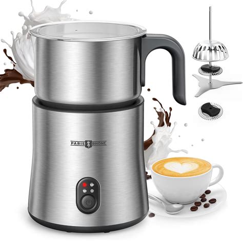 Milk Frother and Steamer, Paris Rhône 4 in 1 Detachable Milk Frother ...