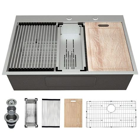 Buy 33 Kitchen Sink Drop In - GhomeG 33 inch Drop Sink Single Top Ledge ...