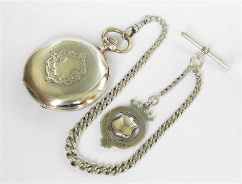 Antique Silver Omega Pocket Watch And Chain