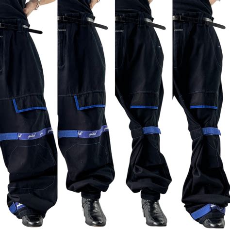 【90's MARITHE FRANCOIS GIRBAUD】 Stitch design Black shuttle tape pants ...