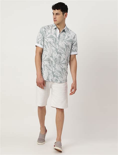 Buy Linen Mix Printed Spread Collar Shirt at Marks & Spencer