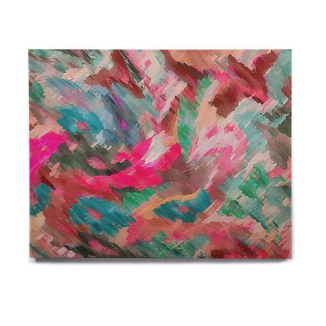 KESS InHouse Alison Coxon "Giverny Pink" Teal Peach Birchwood Wall Art ...