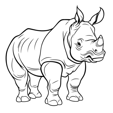 Premium Vector | Rhinoceros coloring pages vector animals