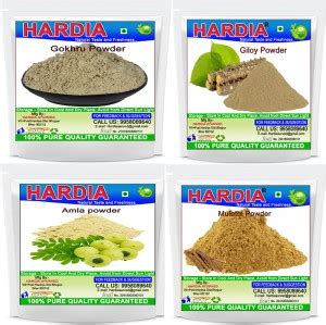 Hardia Gokhru Giloy Amla mulethi churna Powder 400 gm combo pack Price ...