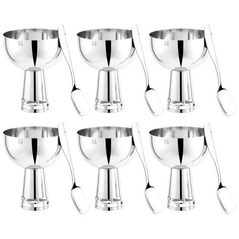 Buy FNS Basil Stainless Steel Bowls Set with 6 Bowls and 6 Spoons for ...