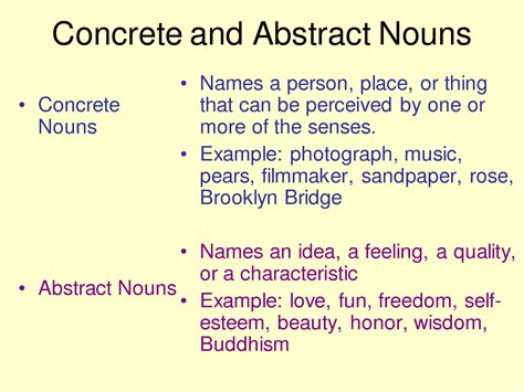 Worksheets On Concrete And Abstract Nouns