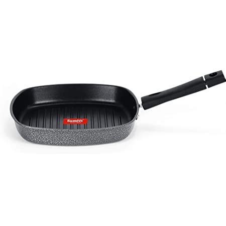Buy Amazon Brand - Solimo Non Stick Mini Grill Pan (13 CM, Black ...