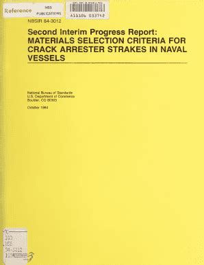 Fillable Online Second interim progress report: materials selection ...