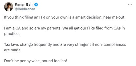 Delhi CA warns that filing your own ITR is not a smart decision