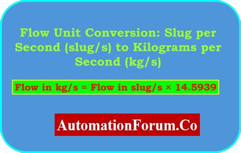 Mass Flow Unit Conversion: Slug per Second (slug/s) to Kilograms per ...