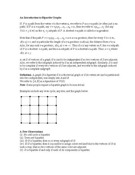 Bipartite graphs - An Introduction to Bipartite Graphs If P is a path ...