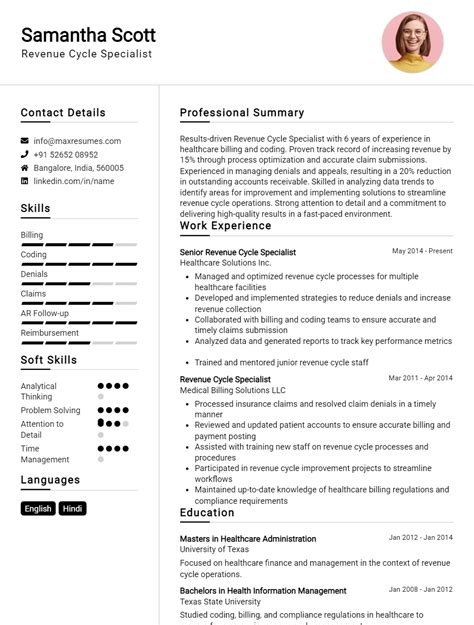 7 Best Revenue Cycle Specialist Resume Examples for 2026