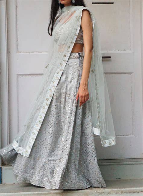 TCR Grey Mirror Work Lehenga! – TheClothingRental