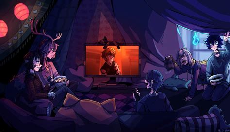 Movie night- OC illustration : r/AnimeART