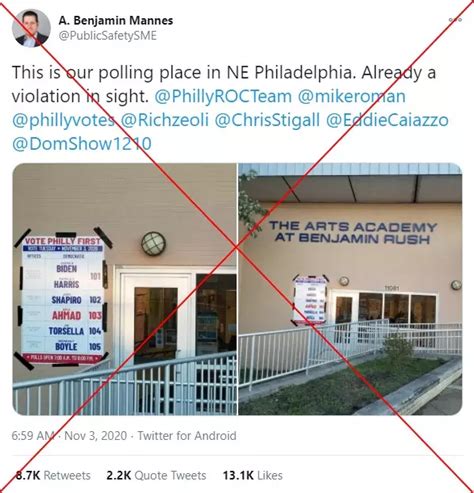 No Violation Occurred At Pennsylvania Polling Station As Falsely ...