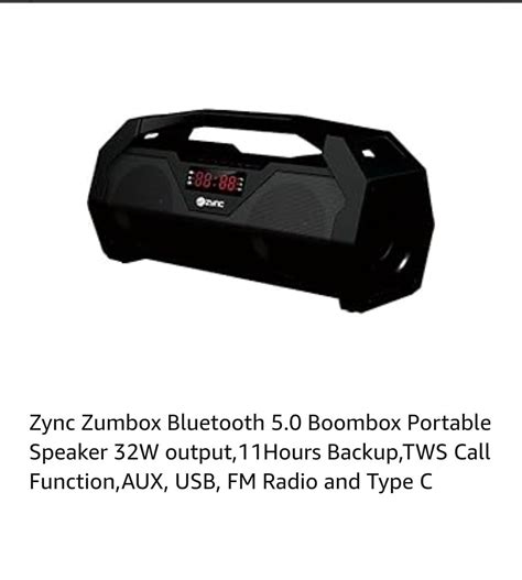 Zync Zumbox Bluetooth 5.0 Boombox Portable Speaker 32W Output,10Hours ...