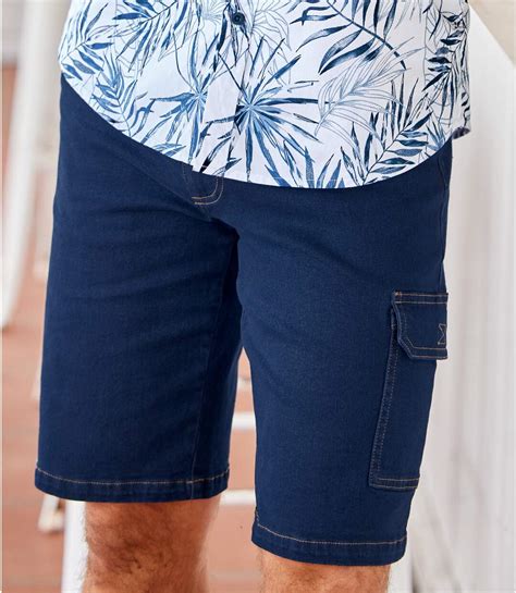 Men's Dark Blue Denim Cargo Shorts | Atlas For Men