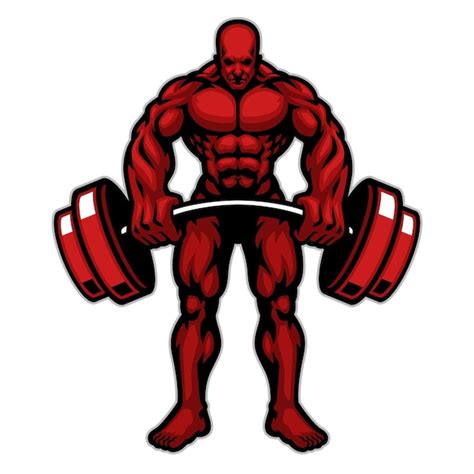 Logo della mascotte del bodybuilder muscolare Sollevare il bilanciere ...