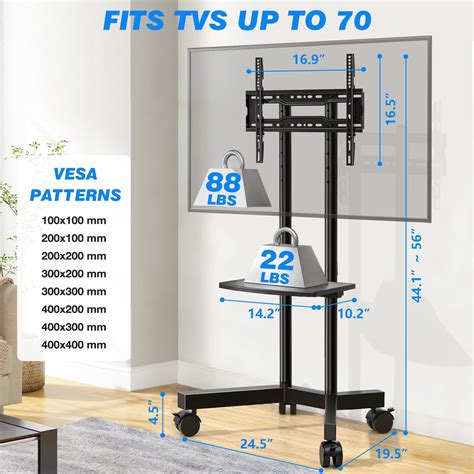 RTVR Rolling Mobile TV Cart Stand on Wheels for 32 India | Ubuy