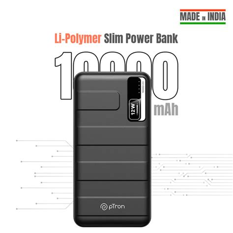 pTron Dynamo Nitro 10000mAh 12W Fast Charging Power Bank (Black ...